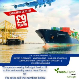 Airfreight Cargo from Zim to UK. £7