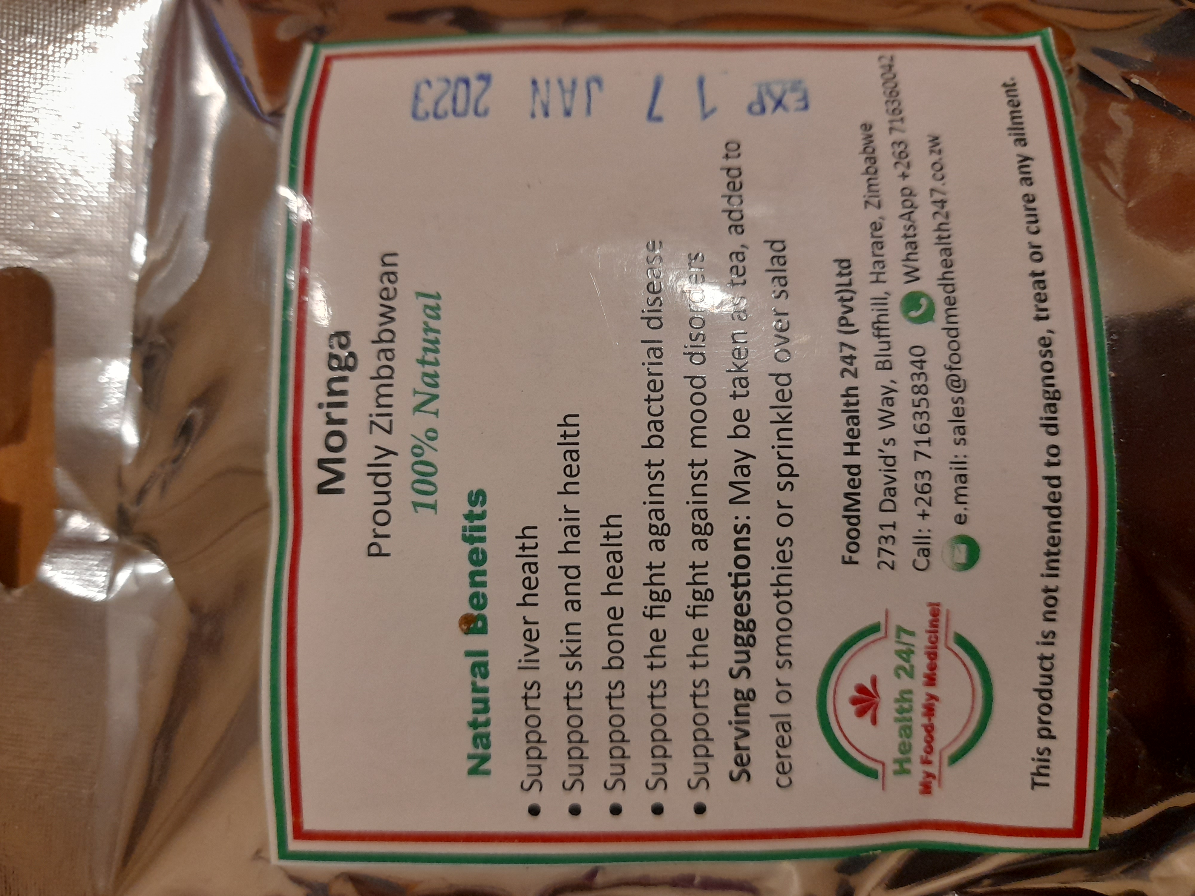 Moringa Powder  
Caffeine Free Herbal Tea 50g